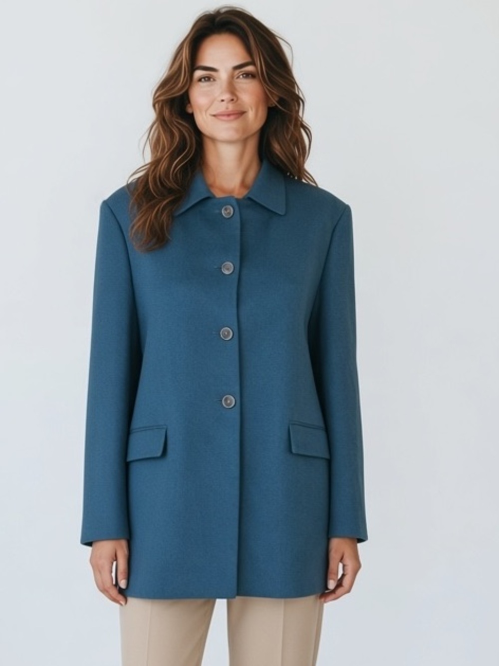SFI Femme pour Nordstrom Loro Piana Worsted Camel Hair Jacket Blue Women’s Sz 10